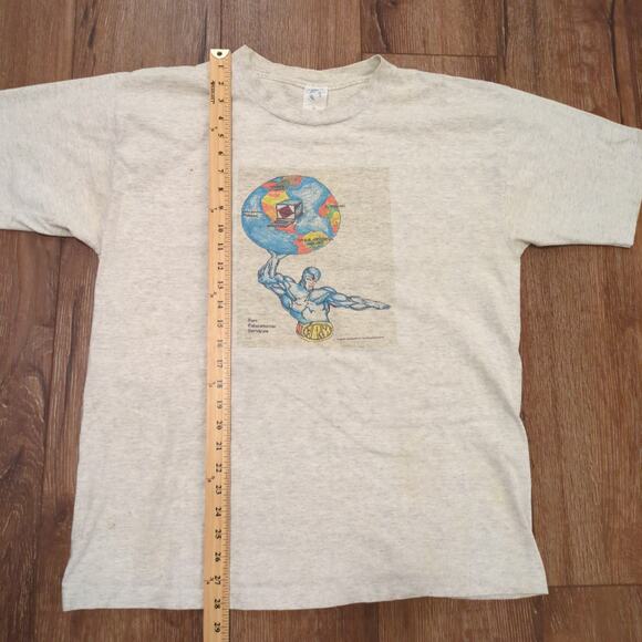 VTG World Gym Cyber Tech Adult XL Shirt Superhero Earth Muscle Single Stitch 90s - Picture 7 of 10